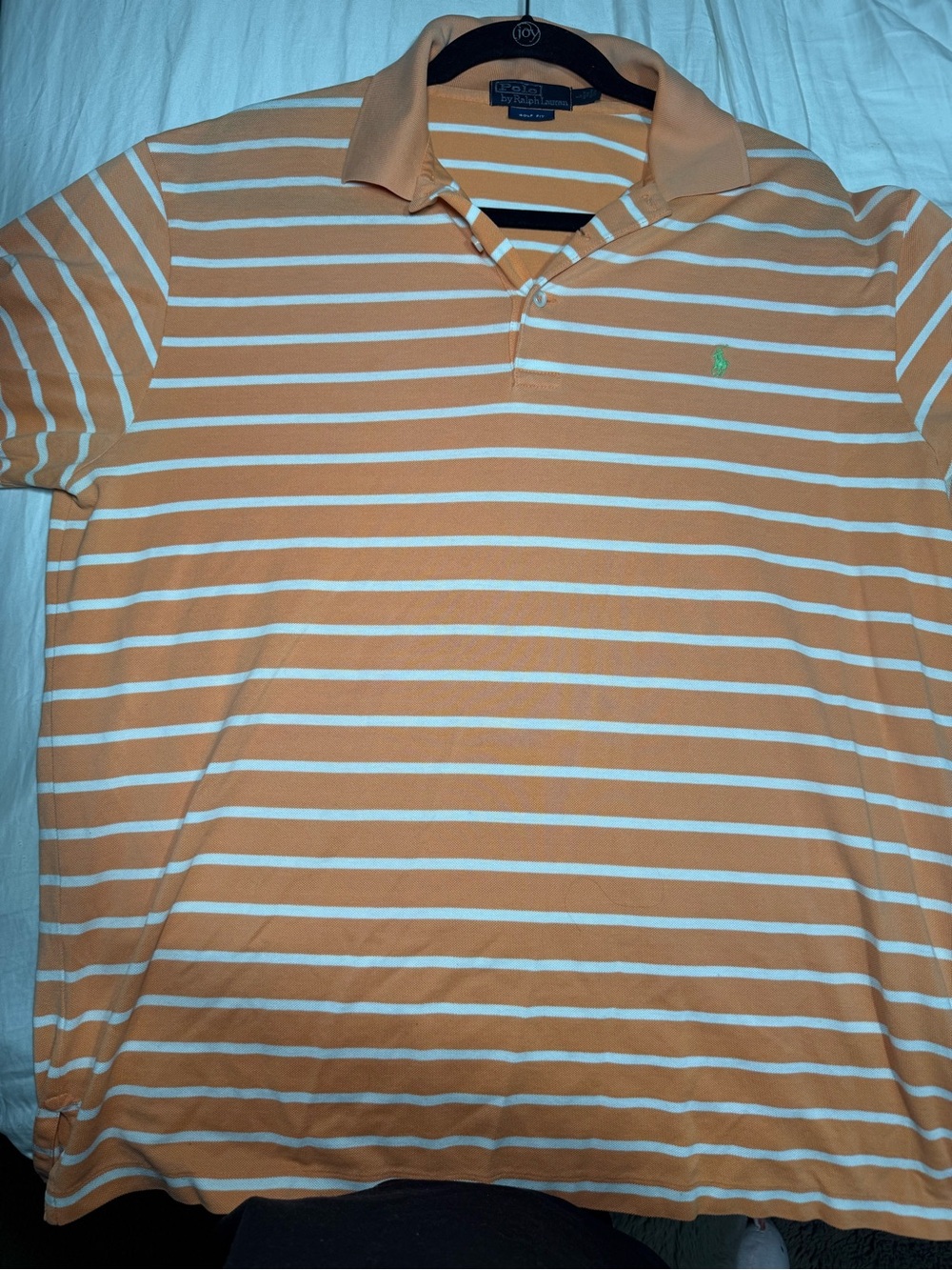 Polo by Ralph Lauren Men’s Orange & White Striped Polo Shirt